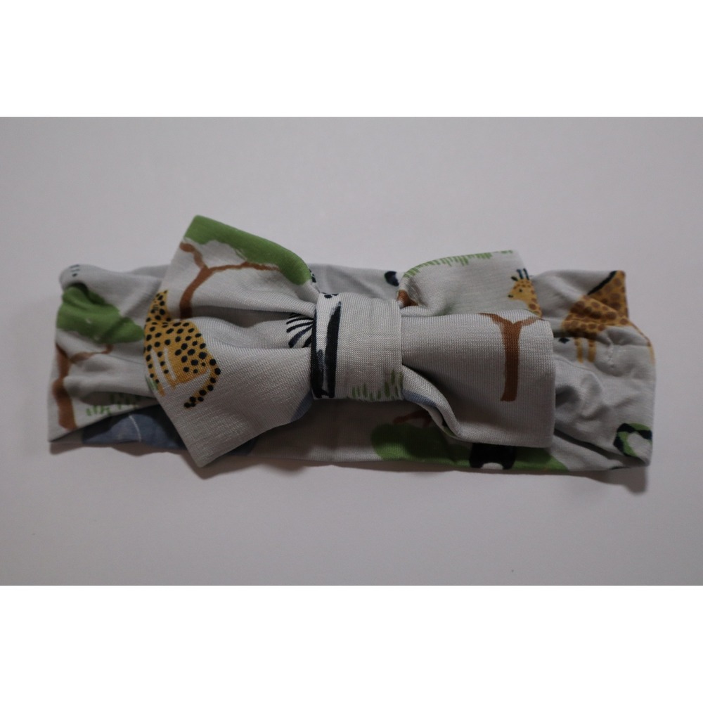Little Sleepies Safari Friends Bamboo Knotted Bow Headband NB-3T
